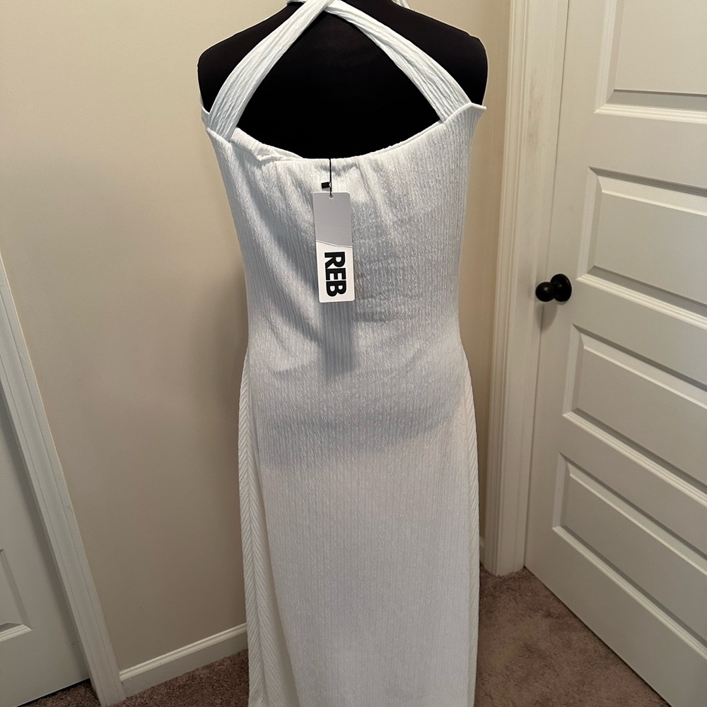 Rebdolls white ribbed dress tie strap maxi-Aline size 4x